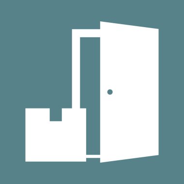 Teslimat, paket, kapıya, ikon vektör görüntüsü alındı. Teslimat ve lojistik için de kullanılabilir. Web uygulamalarında, mobil uygulamalarda ve yazdırma ortamlarında kullanılabilir.