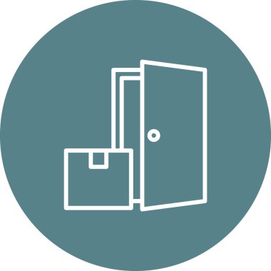 Teslimat, paket, kapıya, ikon vektör görüntüsü alındı. Teslimat ve lojistik için de kullanılabilir. Web uygulamalarında, mobil uygulamalarda ve yazdırma ortamlarında kullanılabilir.