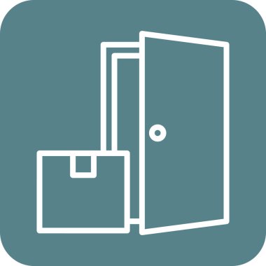Teslimat, paket, kapıya, ikon vektör görüntüsü alındı. Teslimat ve lojistik için de kullanılabilir. Web uygulamalarında, mobil uygulamalarda ve yazdırma ortamlarında kullanılabilir.