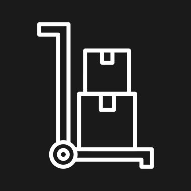 El arabası, teslimat, kasa, paket ikonu vektör görüntüsü. Teslimat ve lojistik için de kullanılabilir. Web uygulamalarında, mobil uygulamalarda ve yazdırma ortamlarında kullanılabilir.