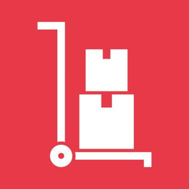 El arabası, teslimat, kasa, paket ikonu vektör görüntüsü. Teslimat ve lojistik için de kullanılabilir. Web uygulamalarında, mobil uygulamalarda ve yazdırma ortamlarında kullanılabilir.