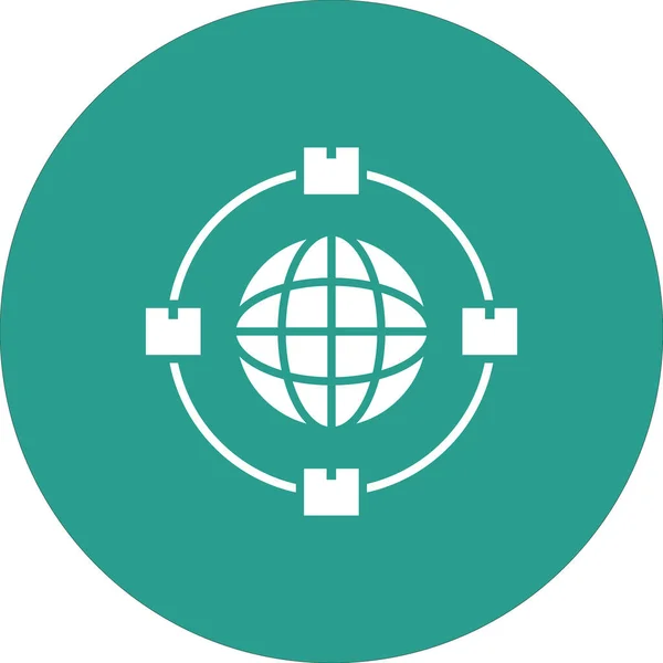 Uluslararası Paket Kargo Dünya Çapında Ikon Vektör Görüntüsü Teslimat Lojistik — Stok Vektör