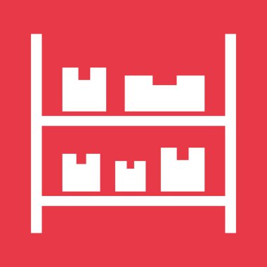 Kutular, raflar, depo ikonu vektör görüntüsü. Teslimat ve lojistik için de kullanılabilir. Web uygulamalarında, mobil uygulamalarda ve yazdırma ortamlarında kullanılabilir.
