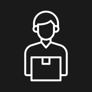 Kurye, teslimat, insan ikonu vektör görüntüsü. Teslimat ve lojistik için de kullanılabilir. Web uygulamalarında, mobil uygulamalarda ve yazdırma ortamlarında kullanılabilir.
