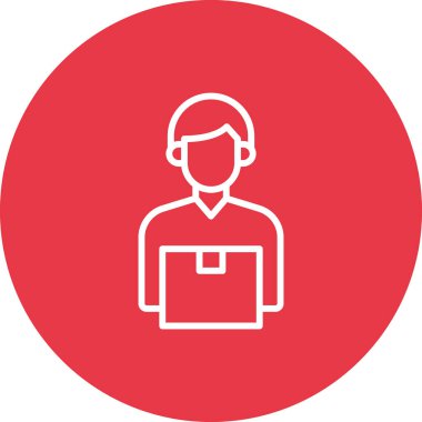 Kurye, teslimat, insan ikonu vektör görüntüsü. Teslimat ve lojistik için de kullanılabilir. Web uygulamalarında, mobil uygulamalarda ve yazdırma ortamlarında kullanılabilir.