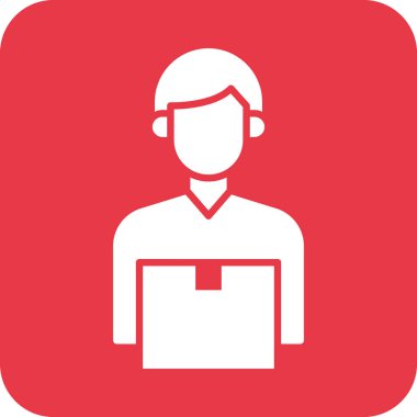 Kurye, teslimat, insan ikonu vektör görüntüsü. Teslimat ve lojistik için de kullanılabilir. Web uygulamalarında, mobil uygulamalarda ve yazdırma ortamlarında kullanılabilir.