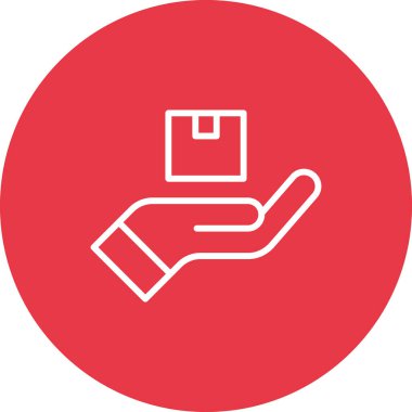 Teslimat, el, paket simgesi vektör görüntüsü. Teslimat ve lojistik için de kullanılabilir. Web uygulamalarında, mobil uygulamalarda ve yazdırma ortamlarında kullanılabilir.