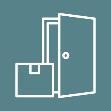 Teslimat, paket, kapıya, ikon vektör görüntüsü alındı. Teslimat ve lojistik için de kullanılabilir. Web uygulamalarında, mobil uygulamalarda ve yazdırma ortamlarında kullanılabilir.