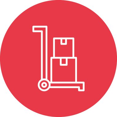 El arabası, teslimat, kasa, paket ikonu vektör görüntüsü. Teslimat ve lojistik için de kullanılabilir. Web uygulamalarında, mobil uygulamalarda ve yazdırma ortamlarında kullanılabilir.