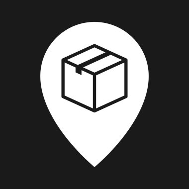 Konum, paket, paket simgesi vektör görüntüsü. Teslimat ve lojistik için de kullanılabilir. Web uygulamalarında, mobil uygulamalarda ve yazdırma ortamlarında kullanılabilir.