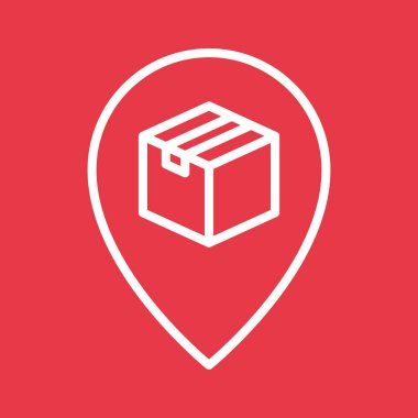 Konum, paket, paket simgesi vektör görüntüsü. Teslimat ve lojistik için de kullanılabilir. Web uygulamalarında, mobil uygulamalarda ve yazdırma ortamlarında kullanılabilir.