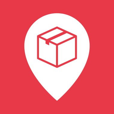 Konum, paket, paket simgesi vektör görüntüsü. Teslimat ve lojistik için de kullanılabilir. Web uygulamalarında, mobil uygulamalarda ve yazdırma ortamlarında kullanılabilir.