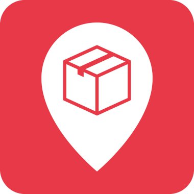 Konum, paket, paket simgesi vektör görüntüsü. Teslimat ve lojistik için de kullanılabilir. Web uygulamalarında, mobil uygulamalarda ve yazdırma ortamlarında kullanılabilir.