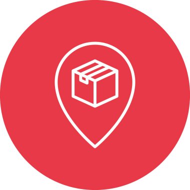 Konum, paket, paket simgesi vektör görüntüsü. Teslimat ve lojistik için de kullanılabilir. Web uygulamalarında, mobil uygulamalarda ve yazdırma ortamlarında kullanılabilir.
