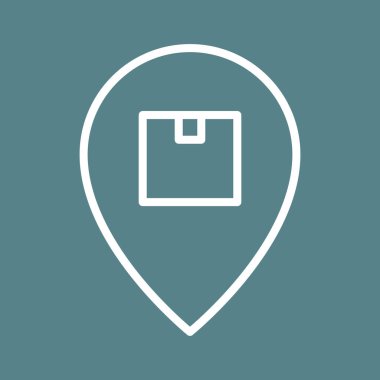 Konum, paket, paket simgesi vektör görüntüsü. Teslimat ve lojistik için de kullanılabilir. Web uygulamalarında, mobil uygulamalarda ve yazdırma ortamlarında kullanılabilir.