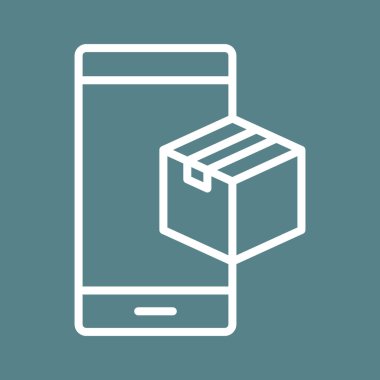 Mobil, paket, ikon vektör görüntüsü. Teslimat ve lojistik için de kullanılabilir. Web uygulamalarında, mobil uygulamalarda ve yazdırma ortamlarında kullanılabilir.