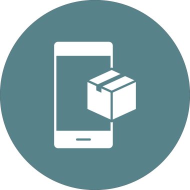 Mobil, paket, ikon vektör görüntüsü. Teslimat ve lojistik için de kullanılabilir. Web uygulamalarında, mobil uygulamalarda ve yazdırma ortamlarında kullanılabilir.