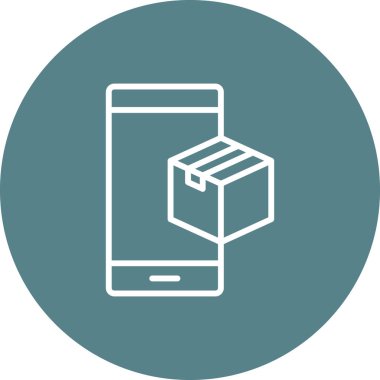 Mobil, paket, ikon vektör görüntüsü. Teslimat ve lojistik için de kullanılabilir. Web uygulamalarında, mobil uygulamalarda ve yazdırma ortamlarında kullanılabilir.