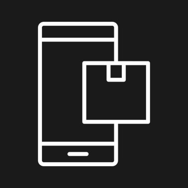 Mobil, paket, ikon vektör görüntüsü. Teslimat ve lojistik için de kullanılabilir. Web uygulamalarında, mobil uygulamalarda ve yazdırma ortamlarında kullanılabilir.