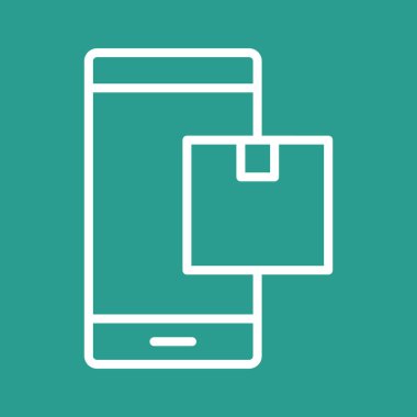 Mobil, paket, ikon vektör görüntüsü. Teslimat ve lojistik için de kullanılabilir. Web uygulamalarında, mobil uygulamalarda ve yazdırma ortamlarında kullanılabilir.