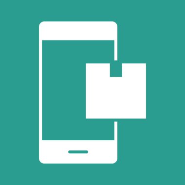 Mobil, paket, ikon vektör görüntüsü. Teslimat ve lojistik için de kullanılabilir. Web uygulamalarında, mobil uygulamalarda ve yazdırma ortamlarında kullanılabilir.