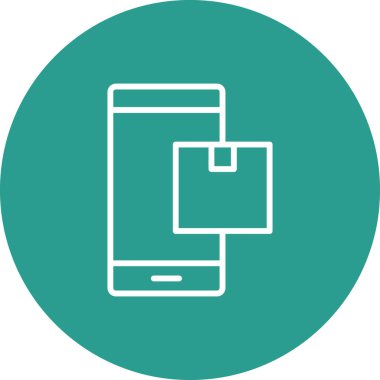 Mobil, paket, ikon vektör görüntüsü. Teslimat ve lojistik için de kullanılabilir. Web uygulamalarında, mobil uygulamalarda ve yazdırma ortamlarında kullanılabilir.