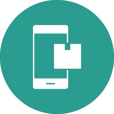 Mobil, paket, ikon vektör görüntüsü. Teslimat ve lojistik için de kullanılabilir. Web uygulamalarında, mobil uygulamalarda ve yazdırma ortamlarında kullanılabilir.