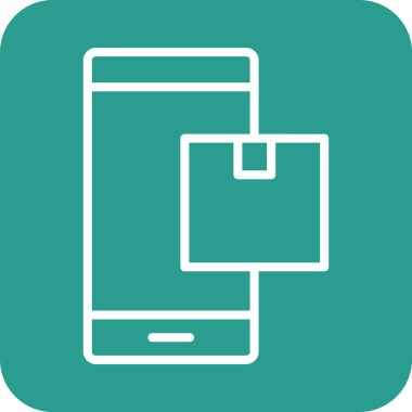 Mobil, paket, ikon vektör görüntüsü. Teslimat ve lojistik için de kullanılabilir. Web uygulamalarında, mobil uygulamalarda ve yazdırma ortamlarında kullanılabilir.