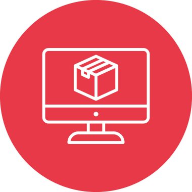 Monitör, paket, parsel simgesi vektör görüntüsü. Teslimat ve lojistik için de kullanılabilir. Web uygulamalarında, mobil uygulamalarda ve yazdırma ortamlarında kullanılabilir.