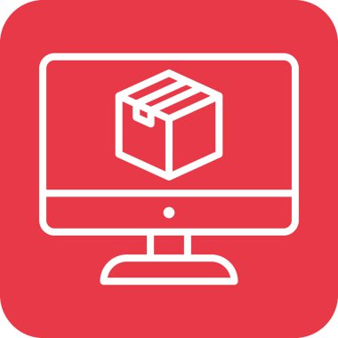 Monitör, paket, parsel simgesi vektör görüntüsü. Teslimat ve lojistik için de kullanılabilir. Web uygulamalarında, mobil uygulamalarda ve yazdırma ortamlarında kullanılabilir.