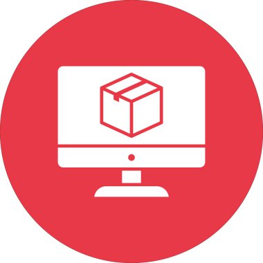 Monitör, paket, parsel simgesi vektör görüntüsü. Teslimat ve lojistik için de kullanılabilir. Web uygulamalarında, mobil uygulamalarda ve yazdırma ortamlarında kullanılabilir.