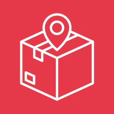 Paket, konum, teslimat ikonu vektör görüntüsü. Teslimat ve lojistik için de kullanılabilir. Web uygulamalarında, mobil uygulamalarda ve yazdırma ortamlarında kullanılabilir.