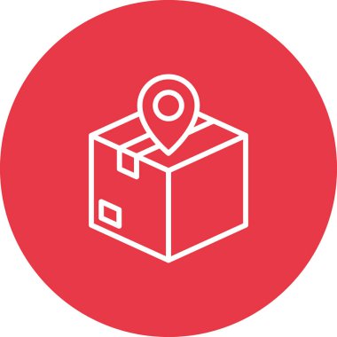 Paket, konum, teslimat ikonu vektör görüntüsü. Teslimat ve lojistik için de kullanılabilir. Web uygulamalarında, mobil uygulamalarda ve yazdırma ortamlarında kullanılabilir.