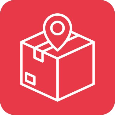 Paket, konum, teslimat ikonu vektör görüntüsü. Teslimat ve lojistik için de kullanılabilir. Web uygulamalarında, mobil uygulamalarda ve yazdırma ortamlarında kullanılabilir.