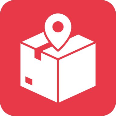 Paket, konum, teslimat ikonu vektör görüntüsü. Teslimat ve lojistik için de kullanılabilir. Web uygulamalarında, mobil uygulamalarda ve yazdırma ortamlarında kullanılabilir.