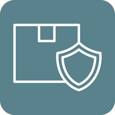 Paket, koruma, kalkan simgesi vektör görüntüsü. Teslimat ve lojistik için de kullanılabilir. Web uygulamalarında, mobil uygulamalarda ve yazdırma ortamlarında kullanılabilir.