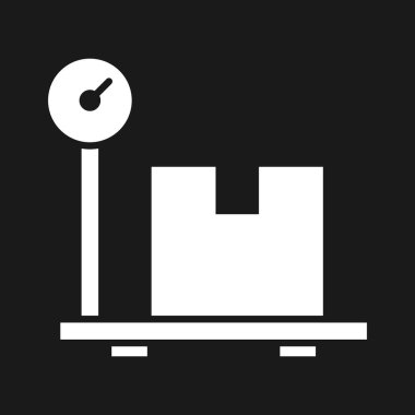 Paket, ölçek, ağırlık, makine simgesi vektör görüntüsü. Teslimat ve lojistik için de kullanılabilir. Web uygulamalarında, mobil uygulamalarda ve yazdırma ortamlarında kullanılabilir.