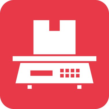 Paket, ölçek, ağırlık, makine simgesi vektör görüntüsü. Teslimat ve lojistik için de kullanılabilir. Web uygulamalarında, mobil uygulamalarda ve yazdırma ortamlarında kullanılabilir.