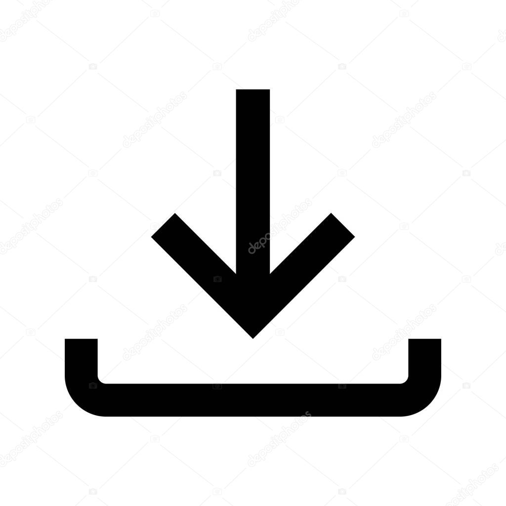 Download, arrow, down icon vector image. Can also be used for customer support. Suitable for use on web apps, mobile apps and print media.