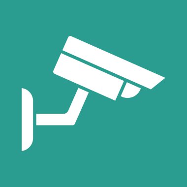 CCTV, kamera, güvenlik ikonu vektör görüntüsü. Ağ ve veri paylaşımı için de kullanılabilir. Web uygulamalarında, mobil uygulamalarda ve yazdırma ortamlarında kullanılabilir.