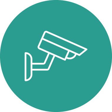 CCTV, kamera, güvenlik ikonu vektör görüntüsü. Ağ ve veri paylaşımı için de kullanılabilir. Web uygulamalarında, mobil uygulamalarda ve yazdırma ortamlarında kullanılabilir.