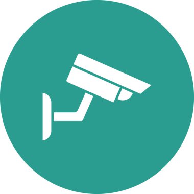 CCTV, kamera, güvenlik ikonu vektör görüntüsü. Ağ ve veri paylaşımı için de kullanılabilir. Web uygulamalarında, mobil uygulamalarda ve yazdırma ortamlarında kullanılabilir.