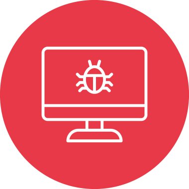 Bilgisayar, virüs, hacklenmiş, böcek ikonu vektör görüntüsü. Ağ ve veri paylaşımı için de kullanılabilir. Web uygulamalarında, mobil uygulamalarda ve yazdırma ortamlarında kullanılabilir.