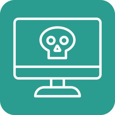 Bilgisayar, virüs, hacklenmiş kafatası ikonu vektör görüntüsü. Ağ ve veri paylaşımı için de kullanılabilir. Web uygulamalarında, mobil uygulamalarda ve yazdırma ortamlarında kullanılabilir.