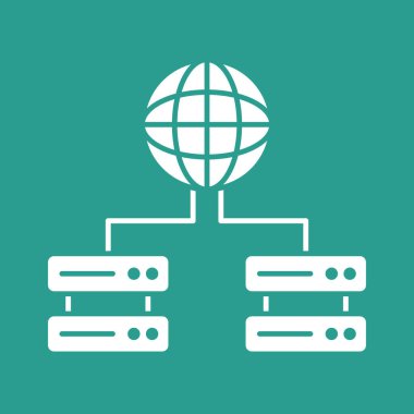 Global, sunucular, ağ simgesi vektör görüntüsü. Ağ ve veri paylaşımı için de kullanılabilir. Web uygulamalarında, mobil uygulamalarda ve yazdırma ortamlarında kullanılabilir.