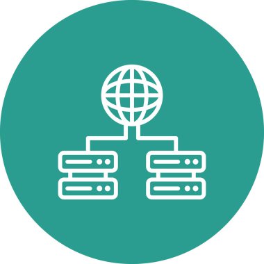 Global, sunucular, ağ simgesi vektör görüntüsü. Ağ ve veri paylaşımı için de kullanılabilir. Web uygulamalarında, mobil uygulamalarda ve yazdırma ortamlarında kullanılabilir.