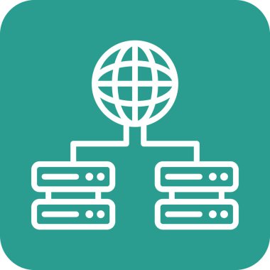 Global, sunucular, ağ simgesi vektör görüntüsü. Ağ ve veri paylaşımı için de kullanılabilir. Web uygulamalarında, mobil uygulamalarda ve yazdırma ortamlarında kullanılabilir.