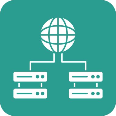 Global, sunucular, ağ simgesi vektör görüntüsü. Ağ ve veri paylaşımı için de kullanılabilir. Web uygulamalarında, mobil uygulamalarda ve yazdırma ortamlarında kullanılabilir.