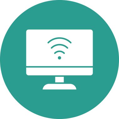 İnternet, bağlantı, bilgisayar, Wi-Fi ikon vektör görüntüsü. Ağ ve veri paylaşımı için de kullanılabilir. Web uygulamalarında, mobil uygulamalarda ve yazdırma ortamlarında kullanılabilir.