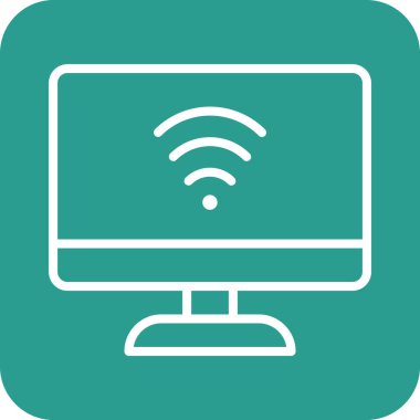 İnternet, bağlantı, bilgisayar, Wi-Fi ikon vektör görüntüsü. Ağ ve veri paylaşımı için de kullanılabilir. Web uygulamalarında, mobil uygulamalarda ve yazdırma ortamlarında kullanılabilir.